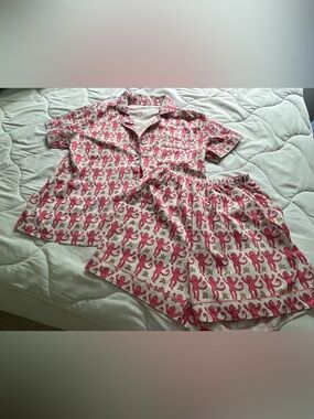 Pink Monkey Print Short Pajama Set Size Large